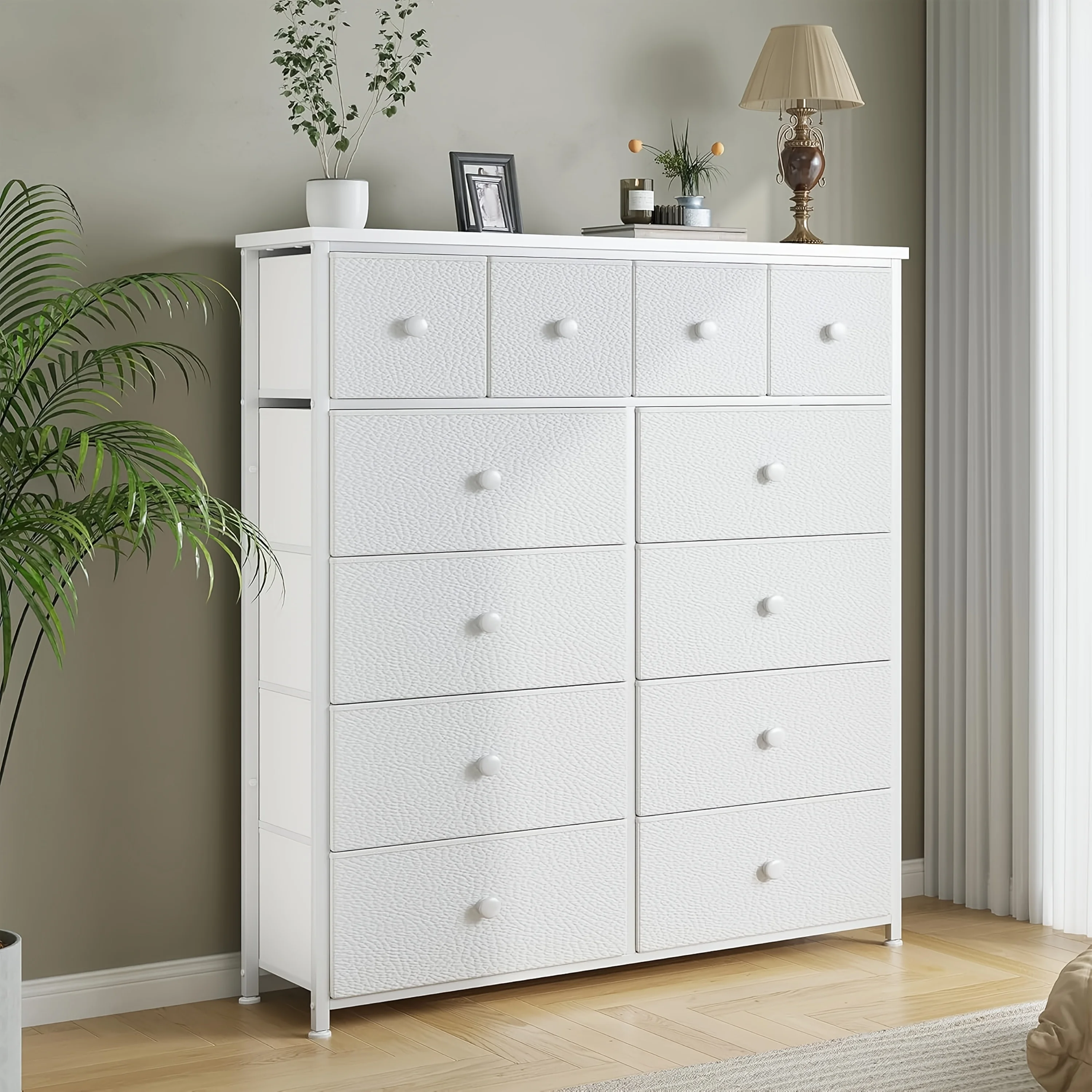Fabric Drawer Dresser 8+4 White Leather, Storage Drawer Units
Fabric Drawer Dresser 8+4 White Leather, Storage Drawer Units