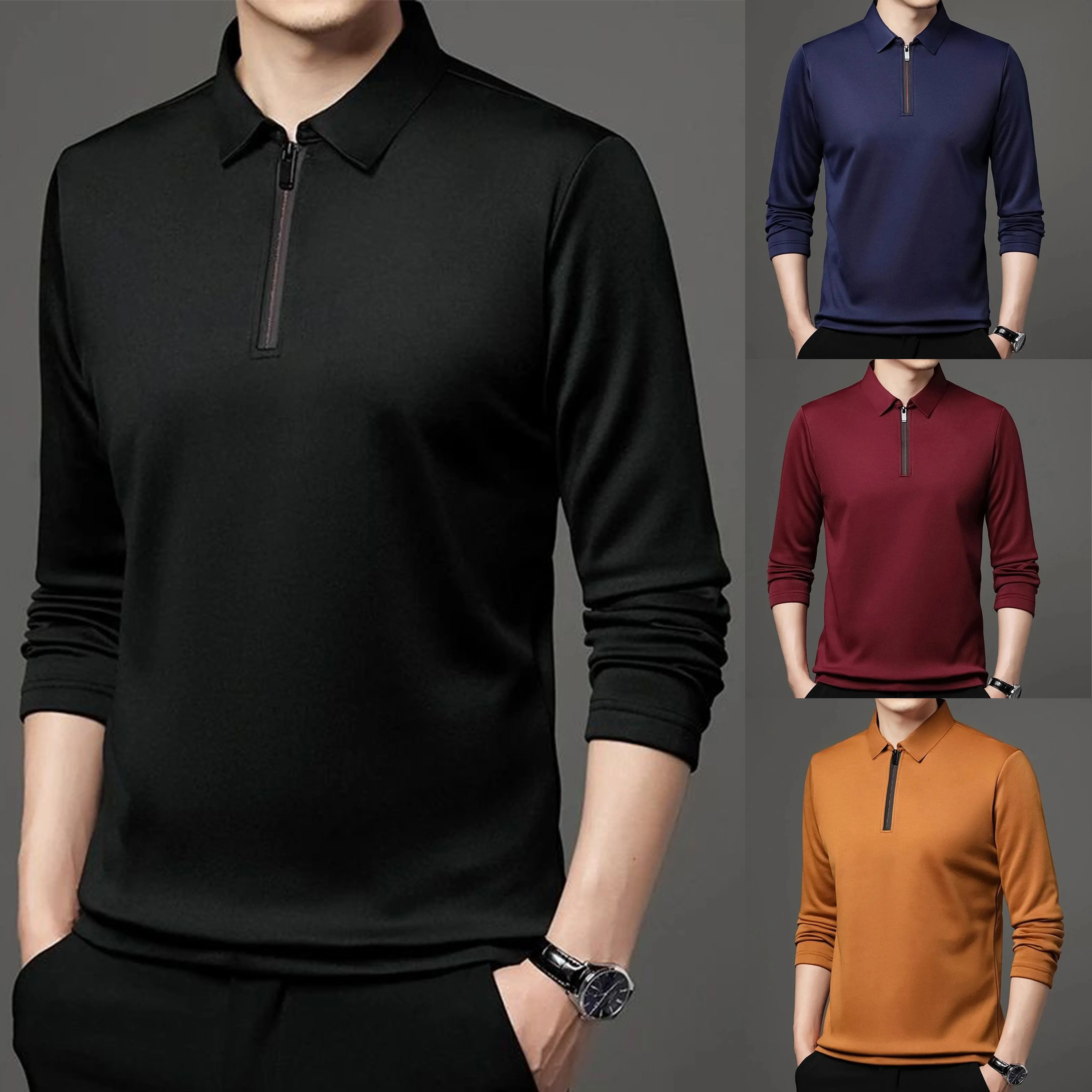 Spring and Autumn Men's Collar Polo Shirt Casual Long Sleeved Men's Solid Color Top Fashionable Street Wear Zipper Collar Men's
Spring and Autumn Men's Collar Polo Shirt Casual Long Sleeved Men's Solid Color Top Fashionable Street Wear Zipper Collar Men's