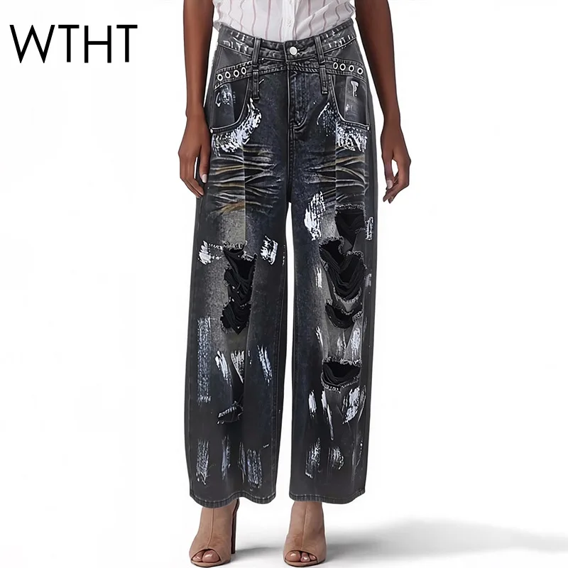 WTHT Vintage Summer 2026 Women's Irregular Holes Graffiti Straight Jeans Straight Loose Washed Denim Pants Female 1LS3059
WTHT Vintage Summer 2026 Women's Irregular Holes Graffiti Straight Jeans Straight Loose Washed Denim Pants Female 1LS3059