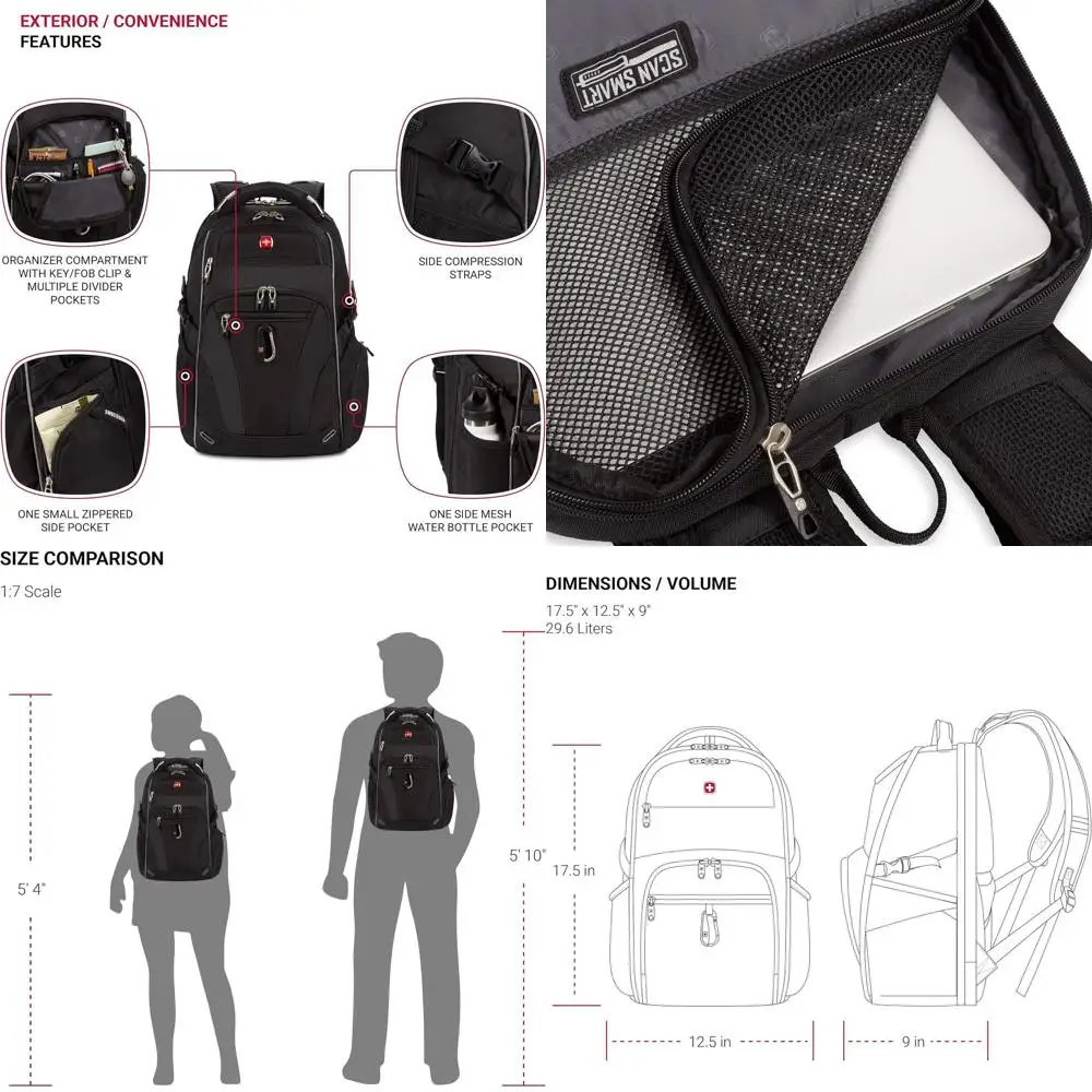 Рюкзак для ноутбука SWISSGEAR SA6752 ScanSmart (черный), одобренный TSA
Рюкзак для ноутбука SWISSGEAR SA6752 ScanSmart (черный), одобренный TSA