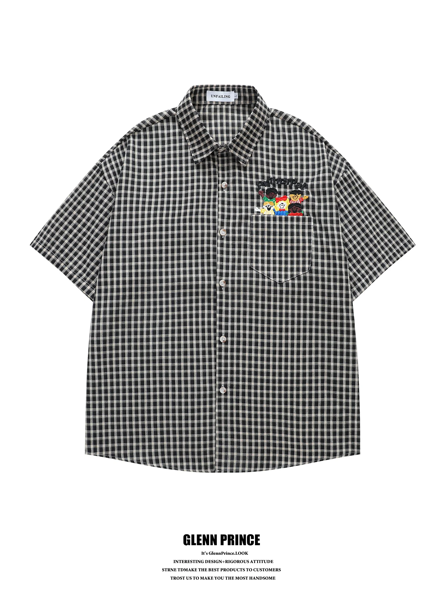 GPstudio American Cartoon Embroidery Contrast Color Plaid Short Sleeve Men's Oversize Couple Shirt Breathable Polyester Cotto...
GPstudio American Cartoon Embroidery Contrast Color Plaid Short Sleeve Men's Oversize Couple Shirt Breathable Polyester Cotto...