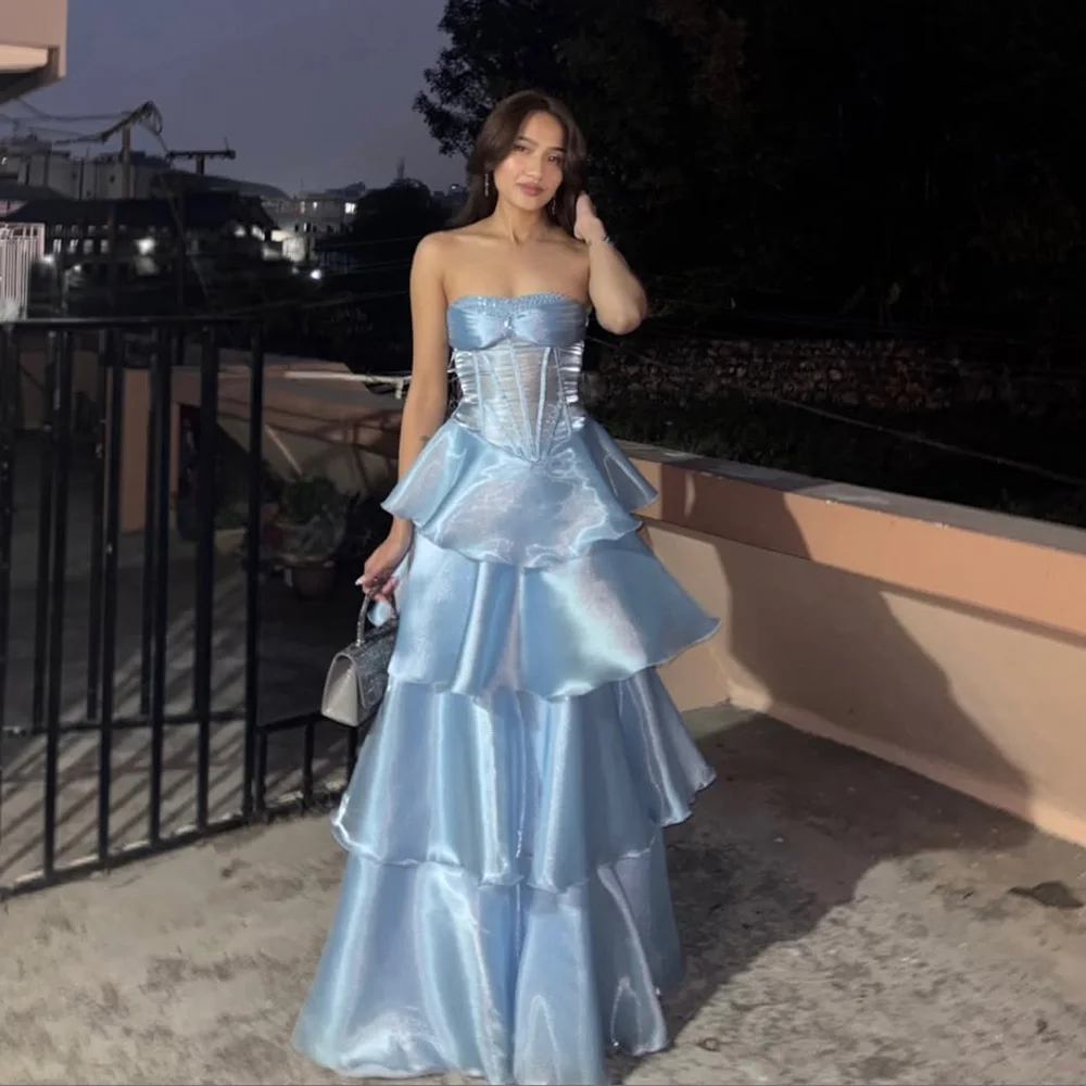 Msikoods Customized Light Blue Evening Dresses Strapless Corset Tiered Beads Women's Prom Dresse Formal Evening Gown Gala Dress
Msikoods Customized Light Blue Evening Dresses Strapless Corset Tiered Beads Women's Prom Dresse Formal Evening Gown Gala Dress