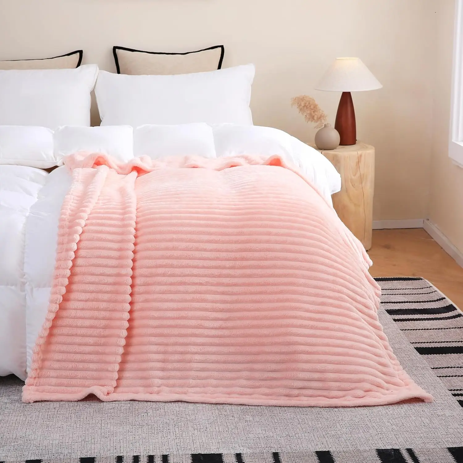 Light Pink Fleece Throw Blanket 108”×90” For Couch Sofa Bed,Super Soft Cozy Plush Microfiber Flannel Blanket With Stripes
Light Pink Fleece Throw Blanket 108”×90” For Couch Sofa Bed,Super Soft Cozy Plush Microfiber Flannel Blanket With Stripes