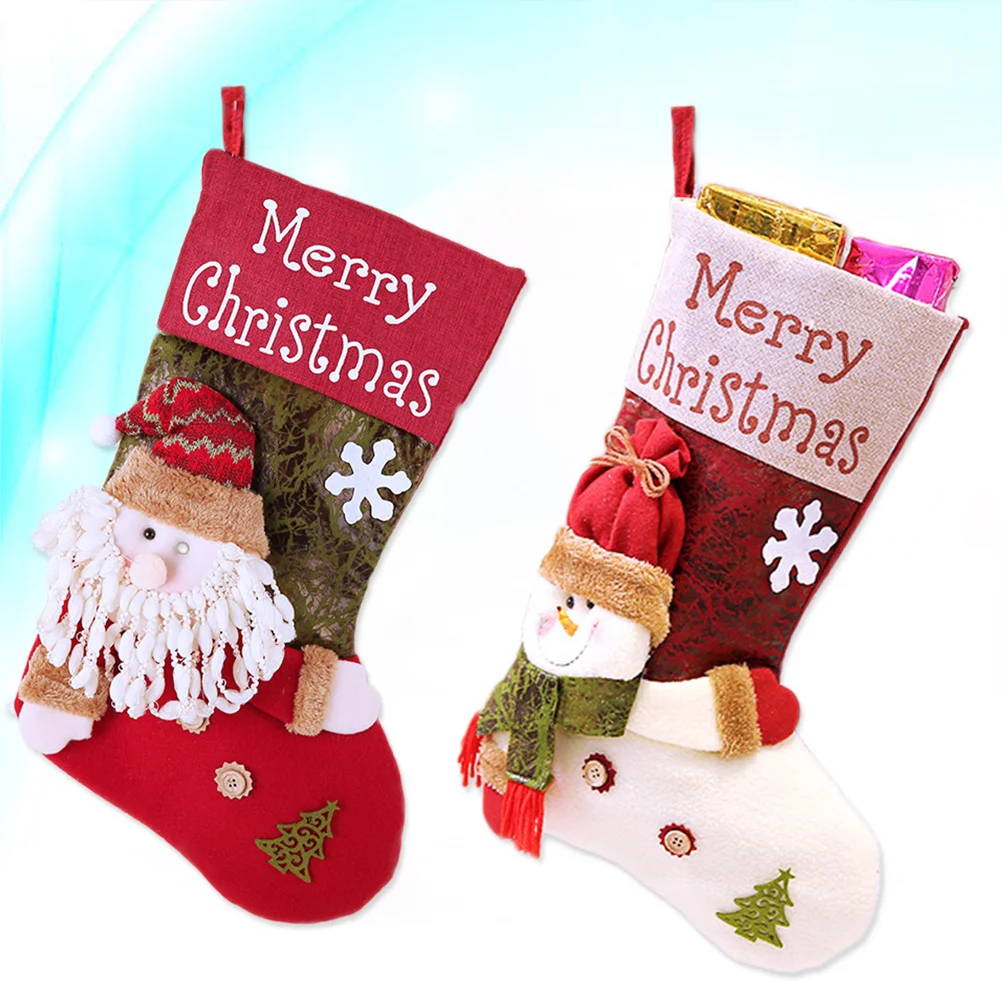 2Pcs Christmas Stockings Handmade Soft 3D Candy Gift Socks Xmas Home Decoration Santa Claus Snowman Hanging Sock 
2Pcs Christmas Stockings Handmade Soft 3D Candy Gift Socks Xmas Home Decoration Santa Claus Snowman Hanging Sock