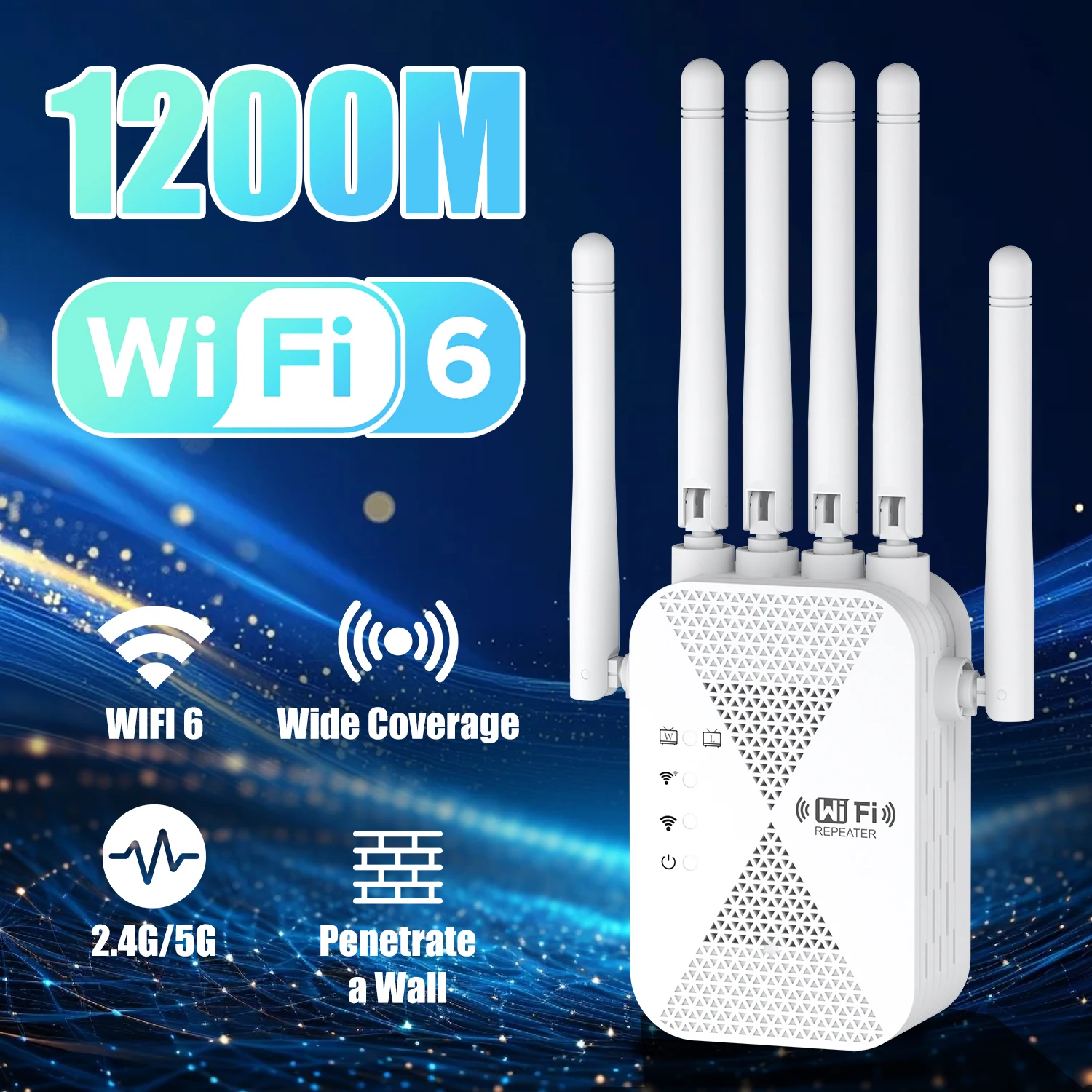1200Mbps Dual Band Wireless WiFi Repeater 5G-2.4G Signal Router Long Range Wireless WiFi Extender Amplifier WIFI Booster
1200Mbps Dual Band Wireless WiFi Repeater 5G-2.4G Signal Router Long Range Wireless WiFi Extender Amplifier WIFI Booster