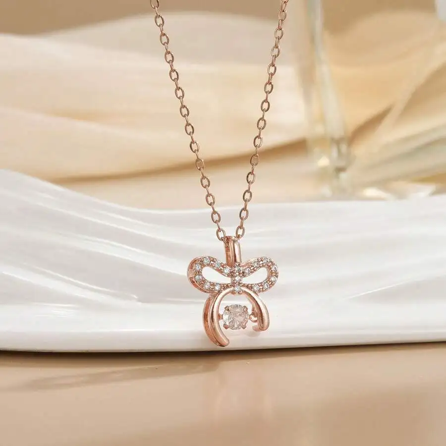 Elegant Bowknot Pendant Necklace For Women Rose Gold Plated Copper Chain
Elegant Bowknot Pendant Necklace For Women Rose Gold Plated Copper Chain