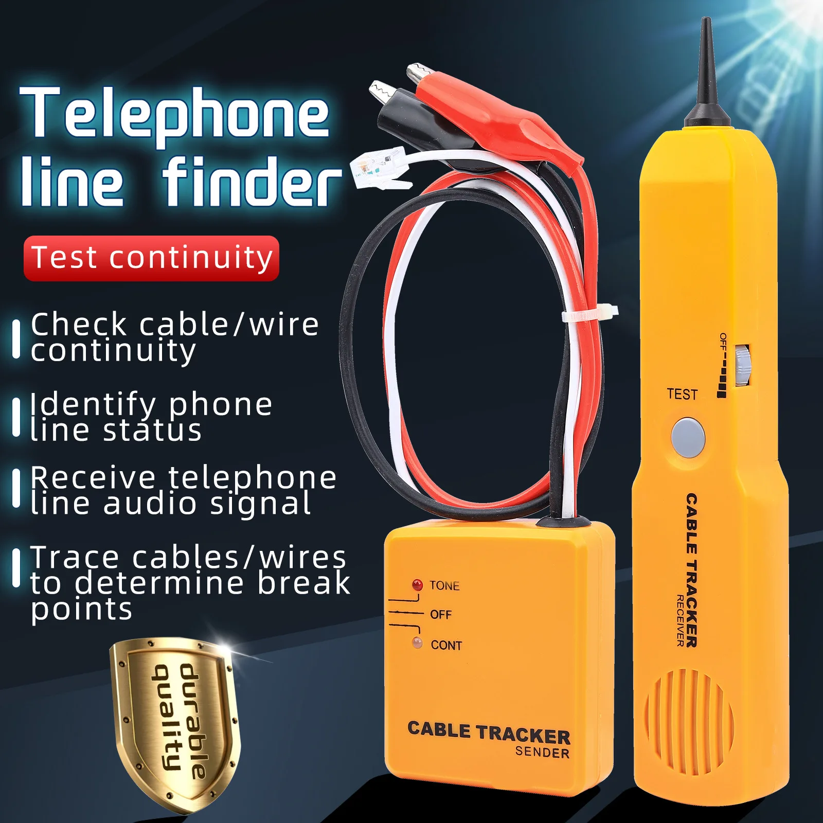 Cable Tracker Wire Tracer RJ11 Network Line Finder Short Circuit Tester with Alligator Clip Probe Tool for Telephone Cable Test
Cable Tracker Wire Tracer RJ11 Network Line Finder Short Circuit Tester with Alligator Clip Probe Tool for Telephone Cable Test