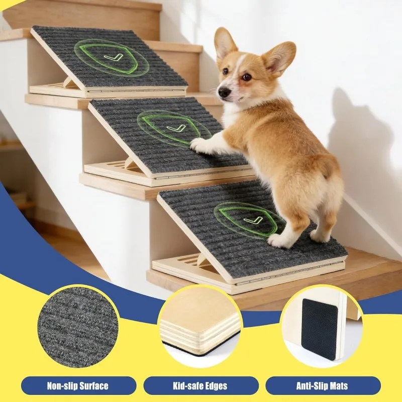 Foldable Wood Pet Ramp Non-Slip Striped Steps Adjustable Cat & Dog Ladder for Bed Access Portable Climbing Aide for Elderly Pets
Foldable Wood Pet Ramp Non-Slip Striped Steps Adjustable Cat & Dog Ladder for Bed Access Portable Climbing Aide for Elderly Pets