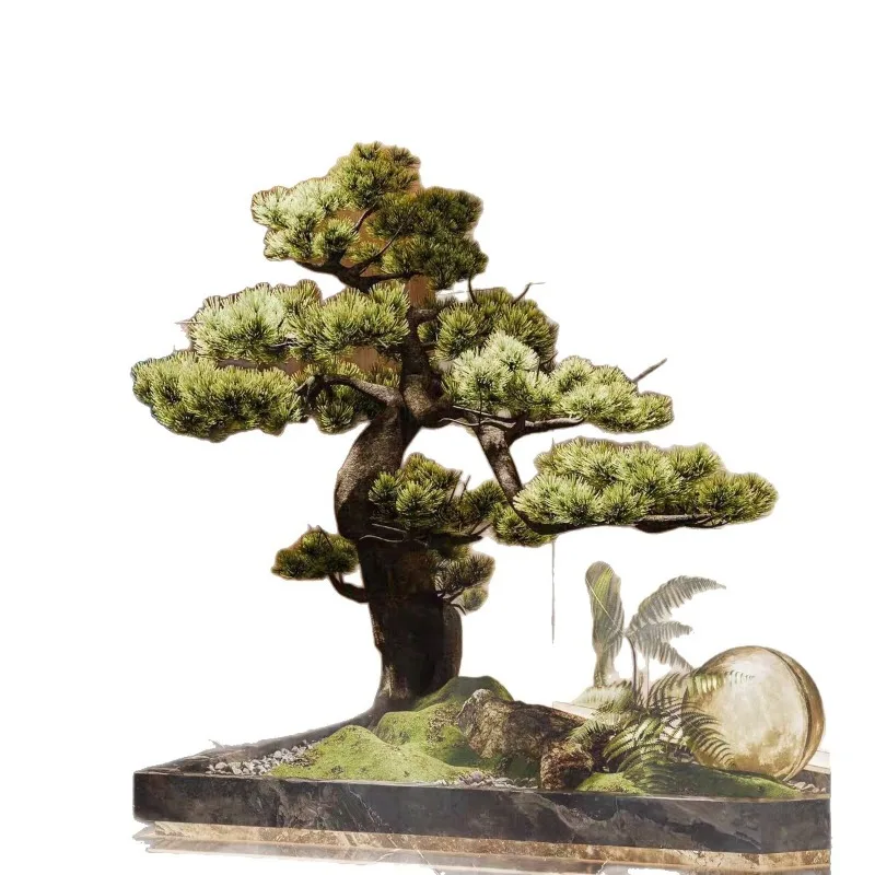 New Chinese-style simulated welcome pine large-scale ornament under the stairs landscape pine Luo Hansong modeling
New Chinese-style simulated welcome pine large-scale ornament under the stairs landscape pine Luo Hansong modeling