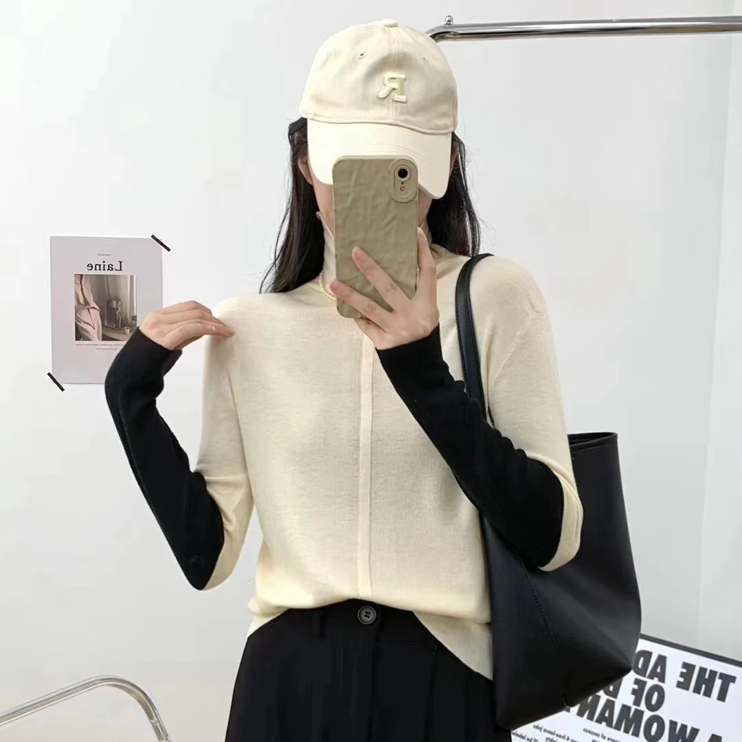 Ele High Ne Spliced Color Base irt Sweater Versatile Autumn Winter New Arrival Women's Faionable Knitwear
Ele High Ne Spliced Color Base irt Sweater Versatile Autumn Winter New Arrival Women's Faionable Knitwear