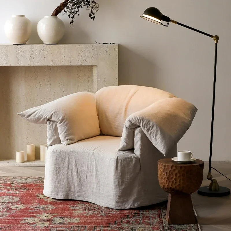A Nordic French retro wabi sabi cotton and linen fabric sofa leisure chair
A Nordic French retro wabi sabi cotton and linen fabric sofa leisure chair