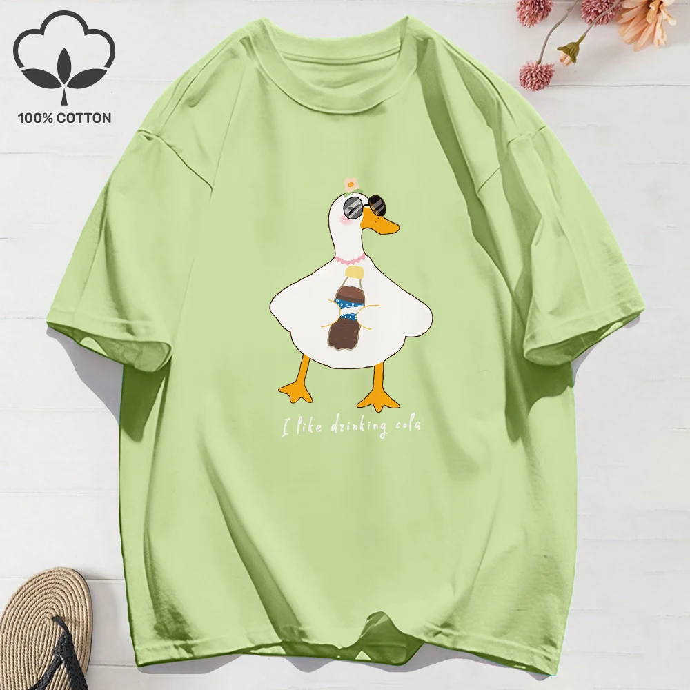 Summer Cotton T-Shirt Women Sunglasses Drink Duck Printing Short Sleeve Loose O-Neck Soft Tops Holiday Casual Womans Clothes
Summer Cotton T-Shirt Women Sunglasses Drink Duck Printing Short Sleeve Loose O-Neck Soft Tops Holiday Casual Womans Clothes