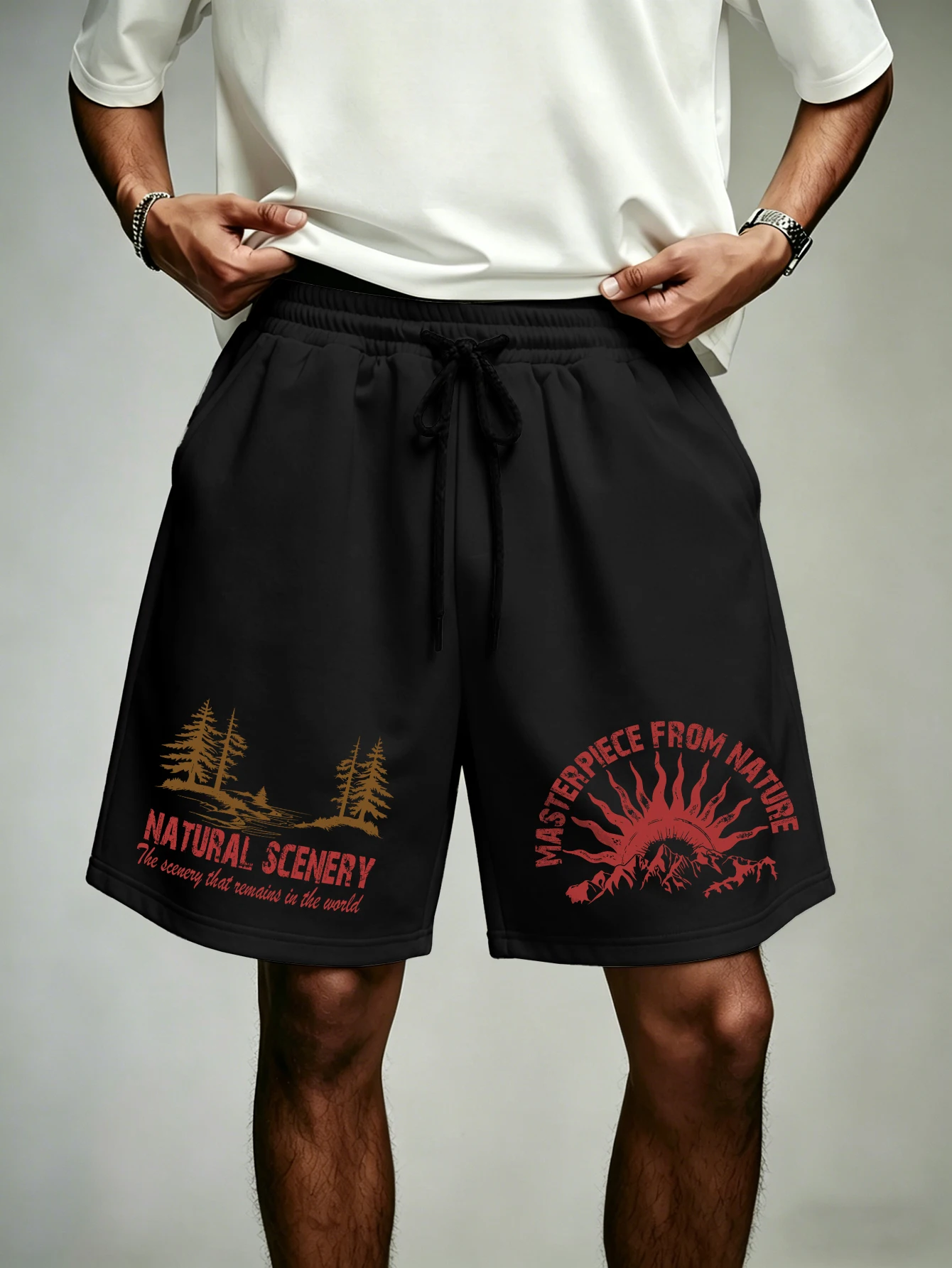Men's Streetwear Shorts Natural Scenery Mountain Sun Print Polyester Black Drawstring Casual Shorts S-2XL All Size 1Pc
Men's Streetwear Shorts Natural Scenery Mountain Sun Print Polyester Black Drawstring Casual Shorts S-2XL All Size 1Pc
