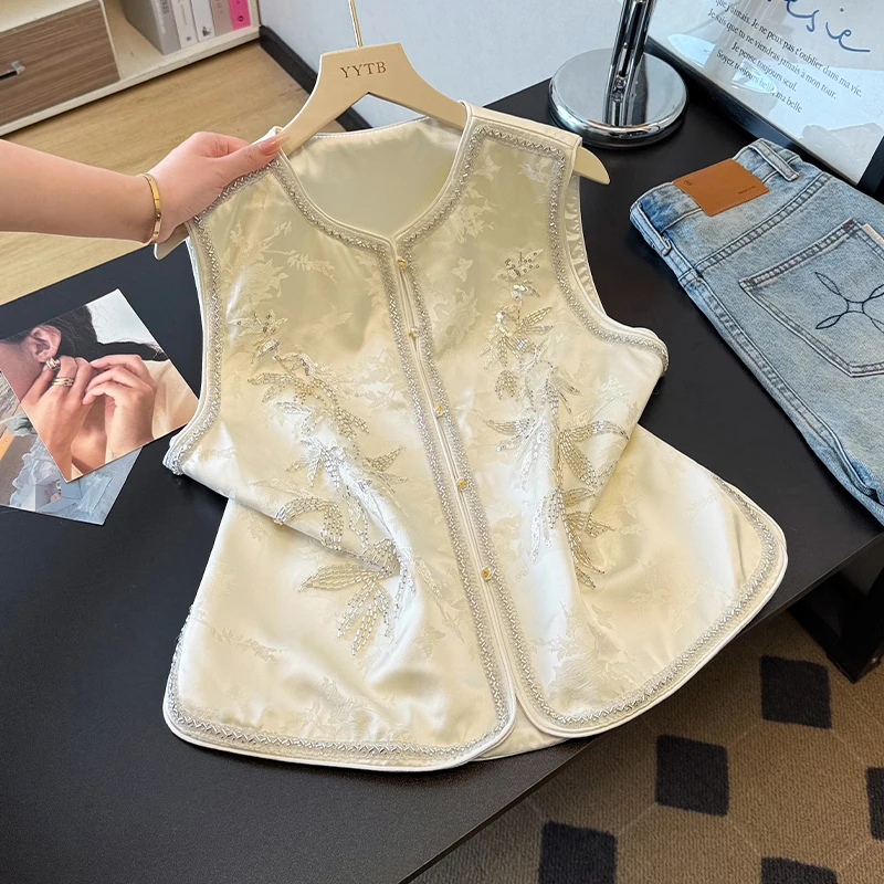New Chinese Sle Beaded Vest Women's Casual Heavy Embroidery Spring 2026 Age Defng Top Korean Faion Ladies Jaet
New Chinese Sle Beaded Vest Women's Casual Heavy Embroidery Spring 2026 Age Defng Top Korean Faion Ladies Jaet