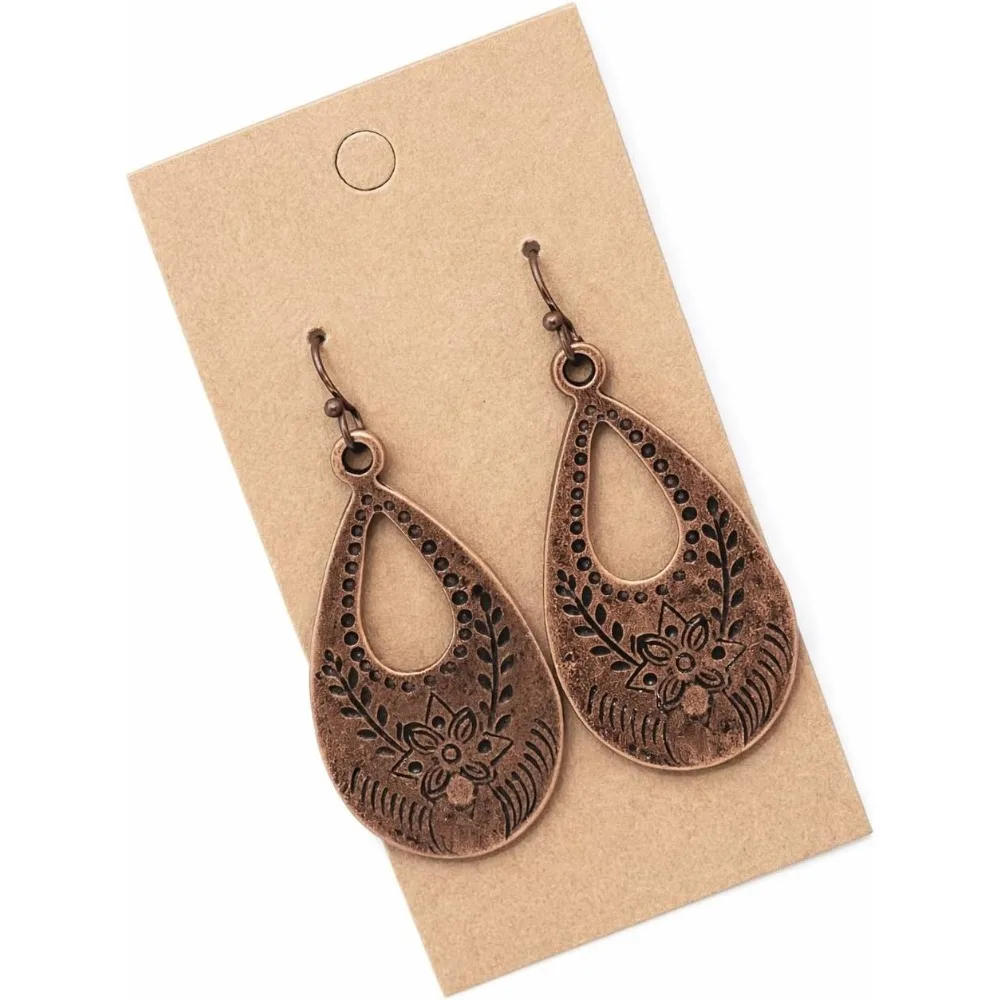 Handcrafted Floral Teardrop Copper Dangle Earrings
Handcrafted Floral Teardrop Copper Dangle Earrings