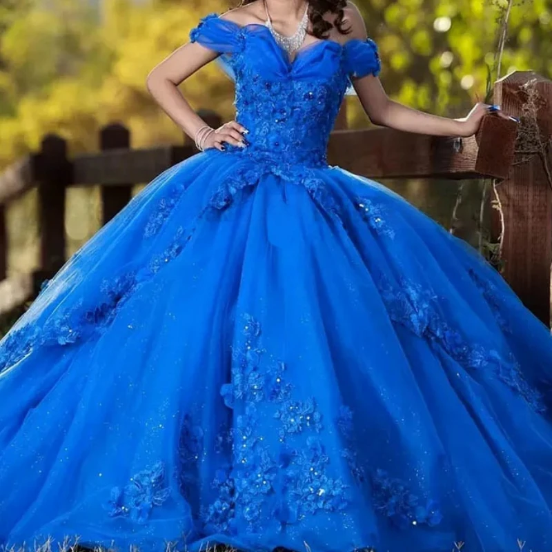 Customized Royal Blue Quinceanera Dresses Off Shoulder Appliques Lace Formal Party Prom Gowns Vestidos De 15 Anos Sweet 14 16
Customized Royal Blue Quinceanera Dresses Off Shoulder Appliques Lace Formal Party Prom Gowns Vestidos De 15 Anos Sweet 14 16
