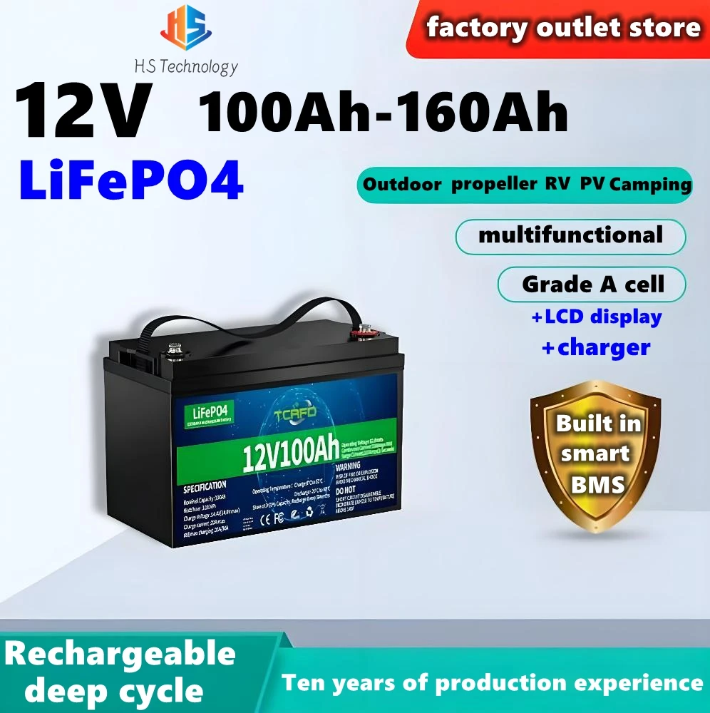 4S 12.8v 150AH lithium LiFePO4 battery 12V 100Ah 120Ah 130Ah battery for caravan boat Inverter Portable power RV + 10A charger
4S 12.8v 150AH lithium LiFePO4 battery 12V 100Ah 120Ah 130Ah battery for caravan boat Inverter Portable power RV + 10A charger