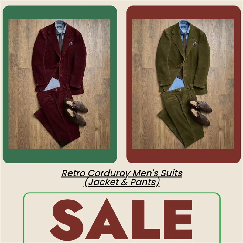 Retro Corduroy Men's Suits High Quality Luxury Man Jacket Pants Elegant Male Two-Piece Set Suit Adult Men Costume Autumn Winter
Retro Corduroy Men's Suits High Quality Luxury Man Jacket Pants Elegant Male Two-Piece Set Suit Adult Men Costume Autumn Winter