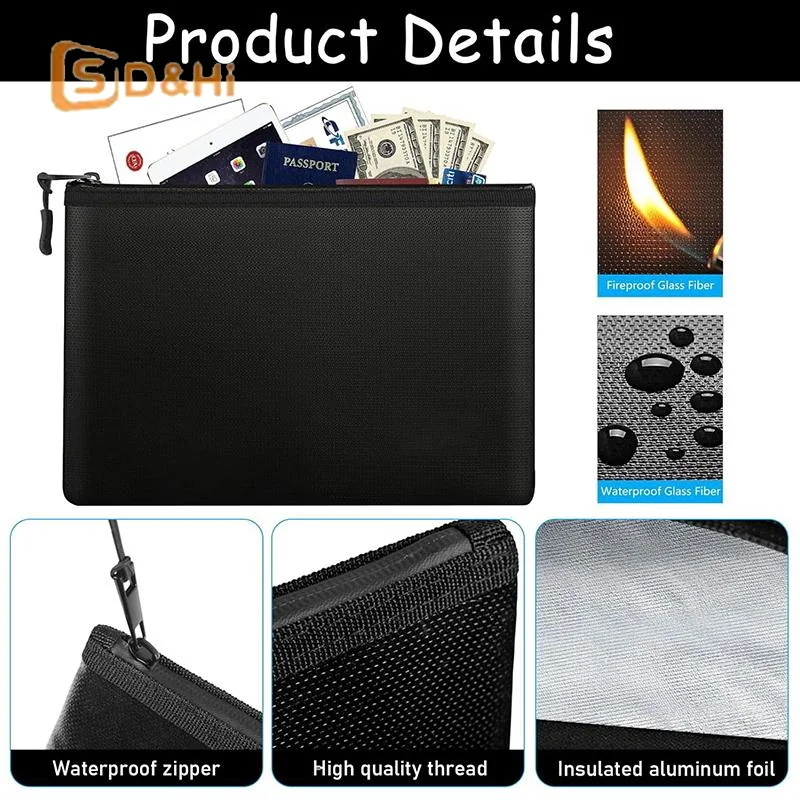 Multi-size Fireproof & Waterproof Bag Small Size ID Card Storage Bag With Zipper For Certificates Money Cards(black,silver) 1PC
Multi-size Fireproof & Waterproof Bag Small Size ID Card Storage Bag With Zipper For Certificates Money Cards(black,silver) 1PC