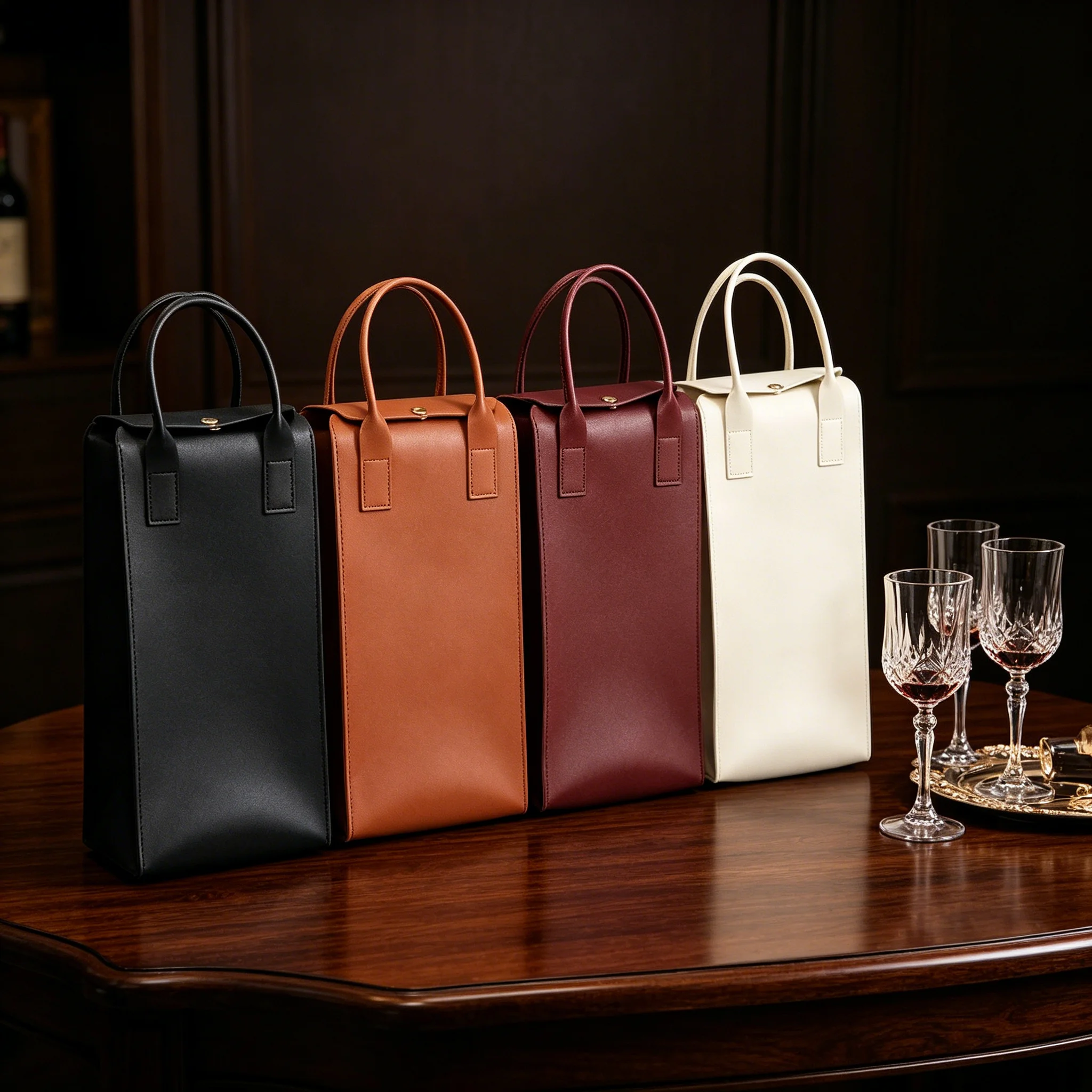 PU Leather Wine Tote Bag, Portable Single Bottle Wine Protector Storage Pouch, Business Gift Champagne Wine Handbag Gift
PU Leather Wine Tote Bag, Portable Single Bottle Wine Protector Storage Pouch, Business Gift Champagne Wine Handbag Gift