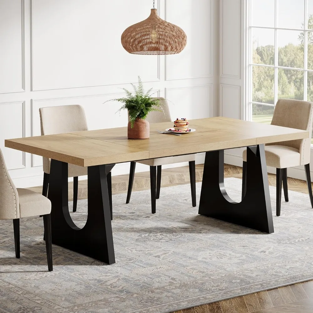 Large Dining Table for 6-8 People, 70.9-Inch Wood Rustic Rectangular Table with Black Wooden Legs, Farmhouse Center Kitchen Tab
Large Dining Table for 6-8 People, 70.9-Inch Wood Rustic Rectangular Table with Black Wooden Legs, Farmhouse Center Kitchen Tab