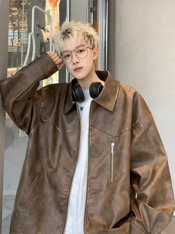 Повседневная кожаная куртка мужского кофейного цвета, свободная посадка в американском стиле, осень-зима, новая модная молодежная культура, украшение на молнии
Повседневная кожаная куртка мужского кофейного цвета, свободная посадка в американском стиле, осень-зима, новая модная молодежная культура, украшение на молнии