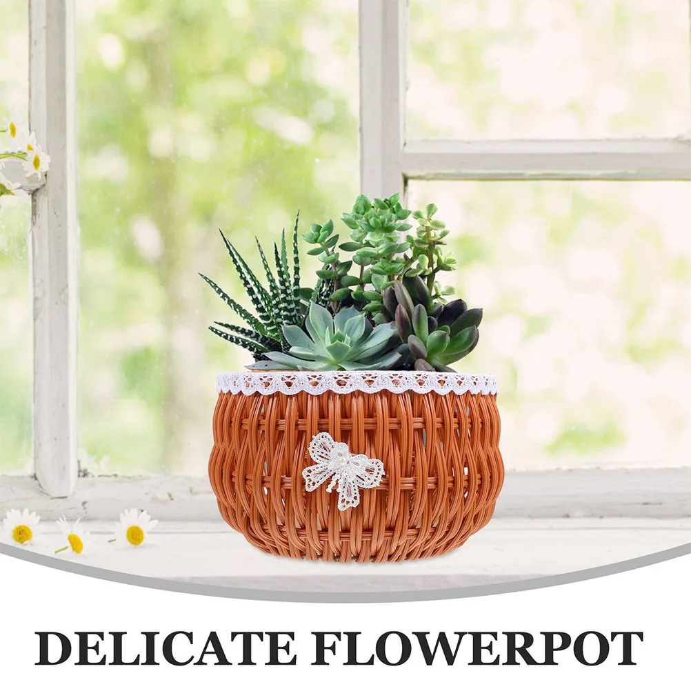 Round Imitation Rattan Basket For Flower Planters Small Woven Planter Decorative Pot Cover Storage Basket Indoor Outdoor
Round Imitation Rattan Basket For Flower Planters Small Woven Planter Decorative Pot Cover Storage Basket Indoor Outdoor