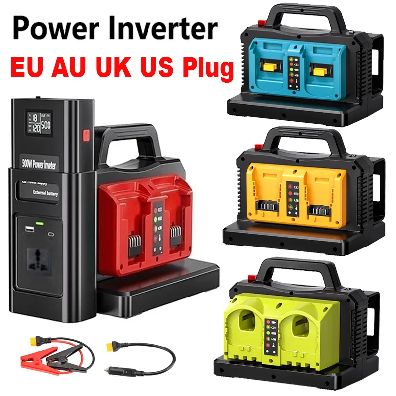 EU/UK/AU/US Plug 500W Power Inverter for Makita/ Dewalt/Milwaukee/Bosch/Ryobi18V Battery with USB type-C Portable Battery
EU/UK/AU/US Plug 500W Power Inverter for Makita/ Dewalt/Milwaukee/Bosch/Ryobi18V Battery with USB type-C Portable Battery