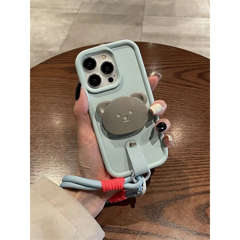 Luxury Korean Cute Cartoon Bear Bracket Portable Hand Strap Blue Case For iPhone 15 14 13 12 11 Pro Max Shockproof Cover Funda
Luxury Korean Cute Cartoon Bear Bracket Portable Hand Strap Blue Case For iPhone 15 14 13 12 11 Pro Max Shockproof Cover Funda