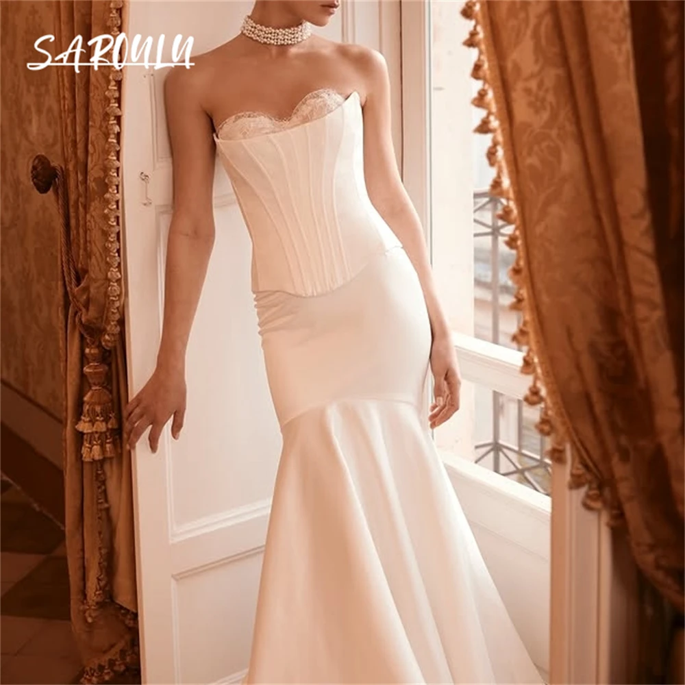 Chic Simple Wedding Dress for Women, Strapless Mermaid Long Bride Dresses, Customized, Lace Details Plus Size Bridal Gown
Chic Simple Wedding Dress for Women, Strapless Mermaid Long Bride Dresses, Customized, Lace Details Plus Size Bridal Gown
