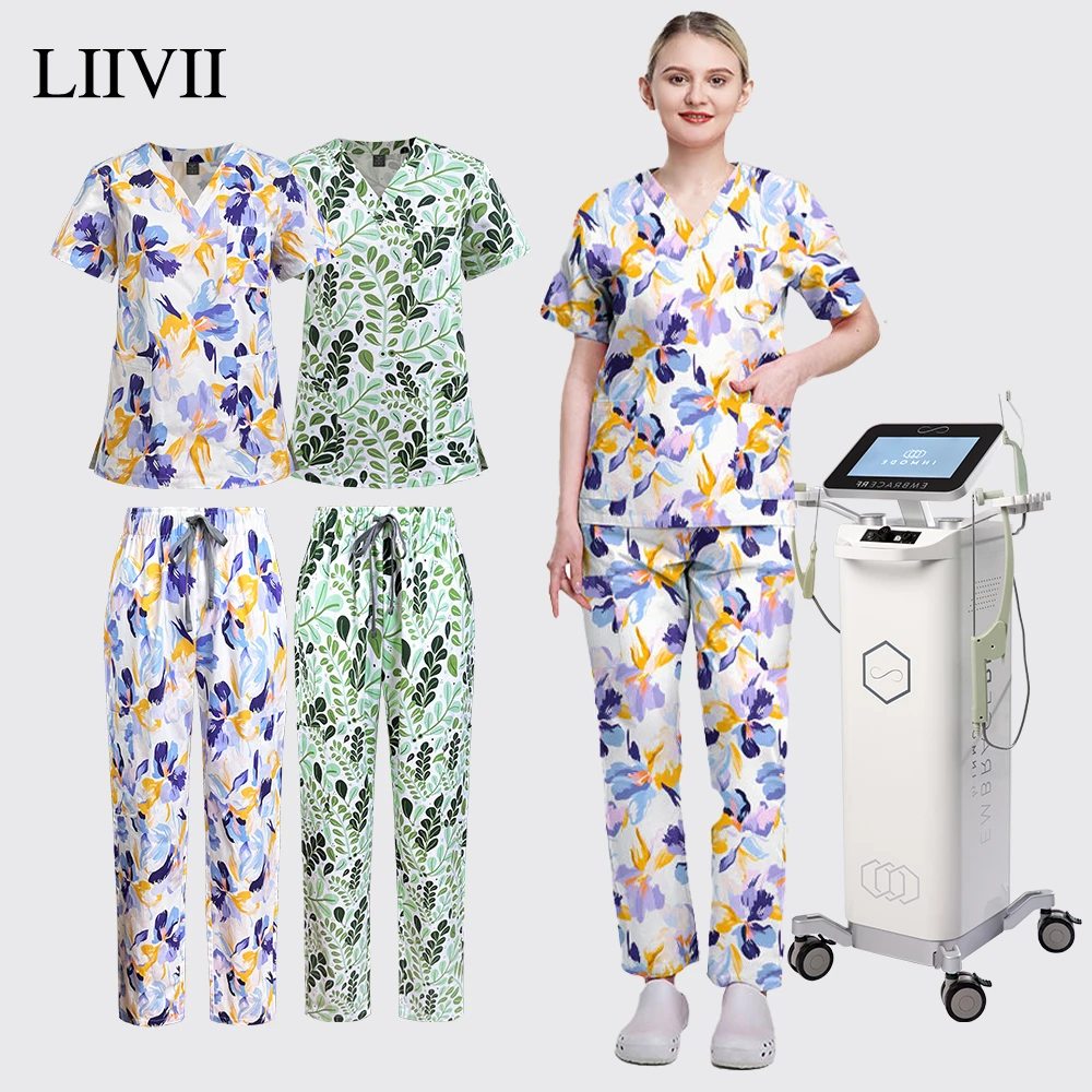 Hospital Doctor Surgical Uniform 100% Cotton Scrubs Set Flowering Straw Print V-neck Pocket Workwear Dental Nurse Beauty Uniform
Hospital Doctor Surgical Uniform 100% Cotton Scrubs Set Flowering Straw Print V-neck Pocket Workwear Dental Nurse Beauty Uniform