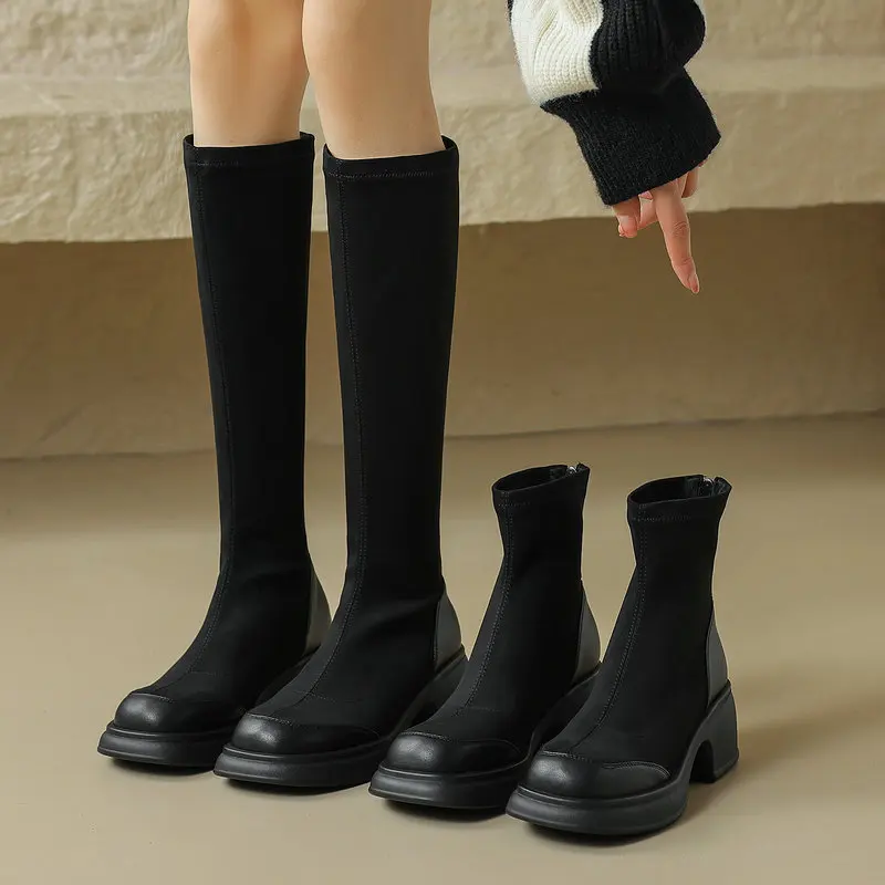 Fashion Women Knee High Boots Cool Concise Genuine Leather Thick High Heels Platforms Casual Shoes Woman Size 34-40
Fashion Women Knee High Boots Cool Concise Genuine Leather Thick High Heels Platforms Casual Shoes Woman Size 34-40