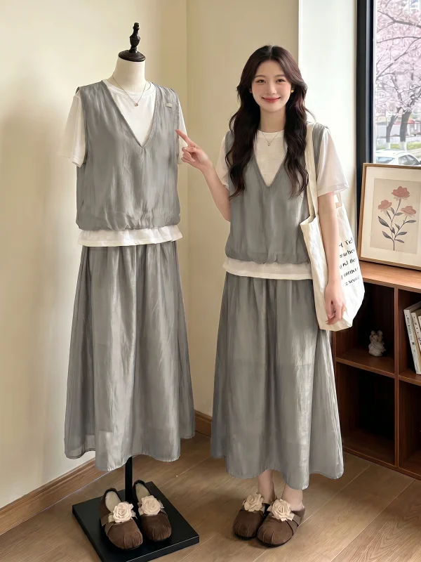 Summer Fashion Grey Mesh Short Sleeve Two-Piece Set Women's plus Size Clothing Salt System Street Style Complete Set Commute ...
Summer Fashion Grey Mesh Short Sleeve Two-Piece Set Women's plus Size Clothing Salt System Street Style Complete Set Commute ...