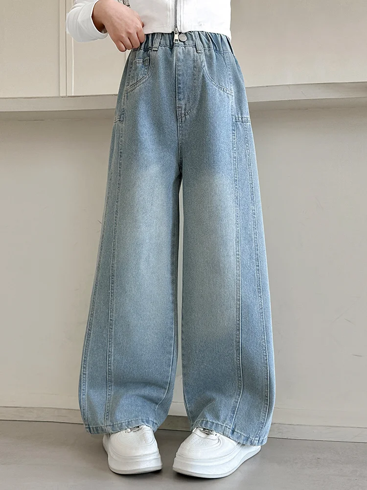 Girls Casual Wide Leg Jeans Spring Autumn Fashionable Outerwear Loose Cotton Stretch Denim Pants for Little Girls
Girls Casual Wide Leg Jeans Spring Autumn Fashionable Outerwear Loose Cotton Stretch Denim Pants for Little Girls