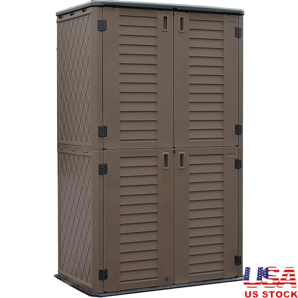 Vertical Storage Shed Waterproof Outdoor Cabinet Durable 52 Cu ft Organizer Garage Garden Pool Bicycle Tools
Vertical Storage Shed Waterproof Outdoor Cabinet Durable 52 Cu ft Organizer Garage Garden Pool Bicycle Tools