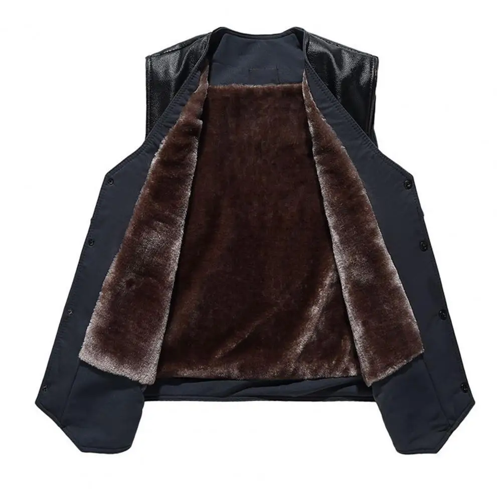 Men Sports Vest Solid Color Men Vest Stylish Mid-aged Men's Faux Leather V Neck Vest with Plush Lining Multiple Pockets for Fall
Men Sports Vest Solid Color Men Vest Stylish Mid-aged Men's Faux Leather V Neck Vest with Plush Lining Multiple Pockets for Fall