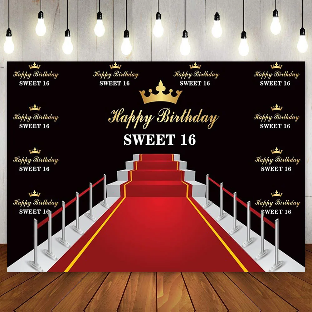 Sweet 16 Red Carpet Birthday Party Decoration Photography Backdrop Photo Booth Studio Cake Table Banner Background for Girls
Sweet 16 Red Carpet Birthday Party Decoration Photography Backdrop Photo Booth Studio Cake Table Banner Background for Girls