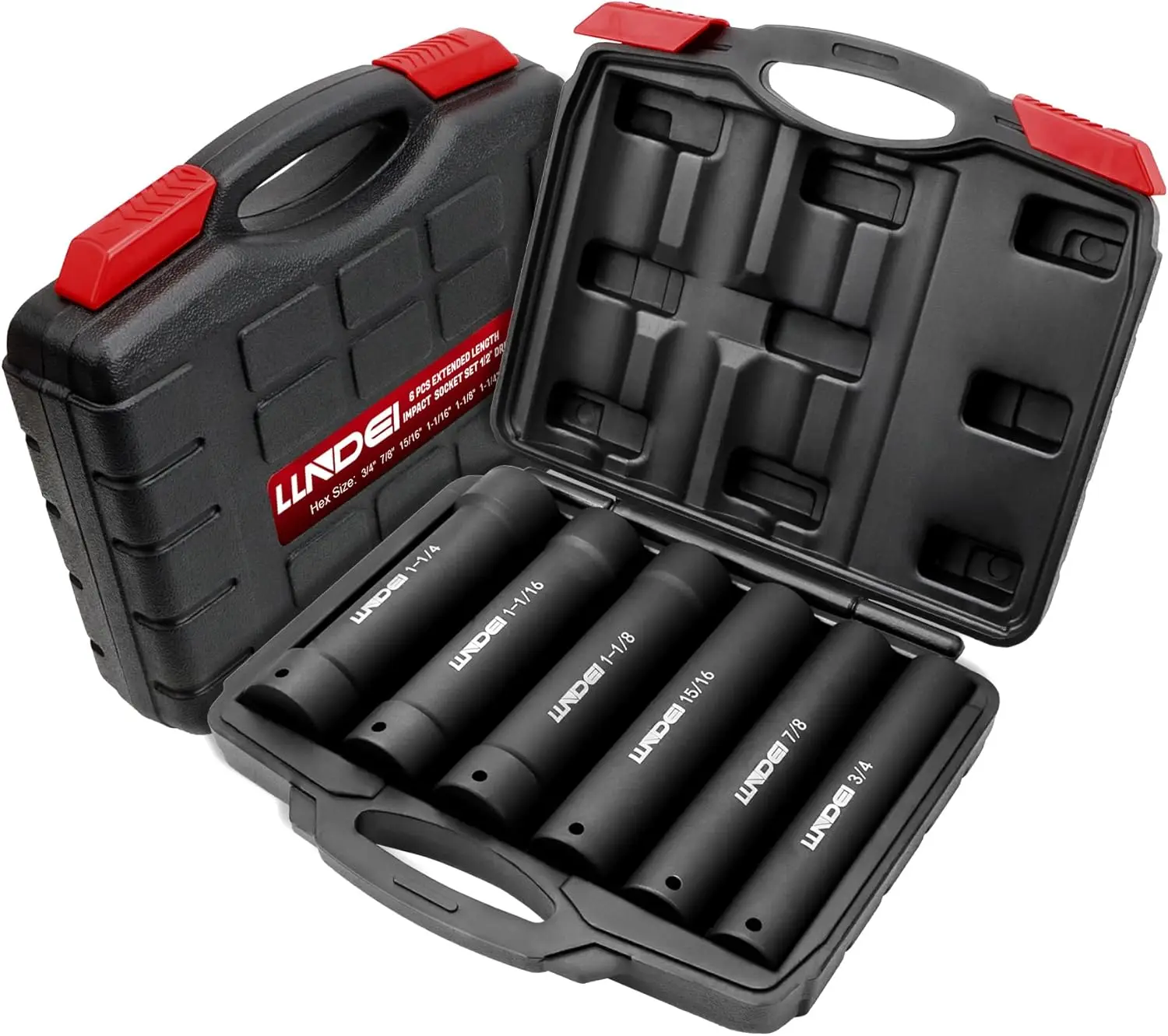 1/2" Drive Extra Deep Impact Socket Set 6PCS 3/4"-1-1/4" for High Torque Use
1/2" Drive Extra Deep Impact Socket Set 6PCS 3/4"-1-1/4" for High Torque Use