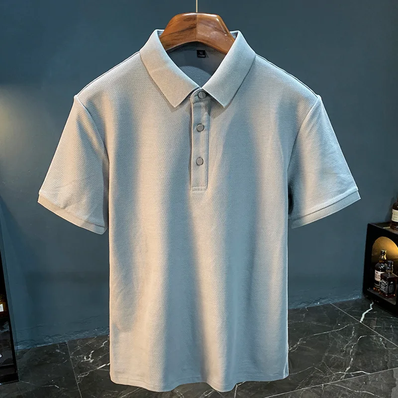 High end men's lapel short sleeved T-shirt new 2025 summer half sleeved polo shirt solid color mesh breathable top
High end men's lapel short sleeved T-shirt new 2025 summer half sleeved polo shirt solid color mesh breathable top