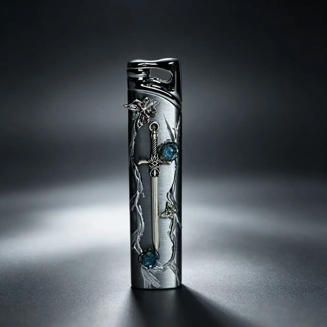 Dark Knight Sword Embellished Torch Lighter, Gothic Floral & Crystal Design, Refillable Butane Windproof Lighter
Dark Knight Sword Embellished Torch Lighter, Gothic Floral & Crystal Design, Refillable Butane Windproof Lighter