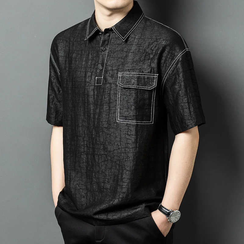 High Quality Real Silk Men's Light Luxury Yarn Crack Lapel Short Sleeve Shirt Youth Fashion Trends Summer Breathable Top
High Quality Real Silk Men's Light Luxury Yarn Crack Lapel Short Sleeve Shirt Youth Fashion Trends Summer Breathable Top