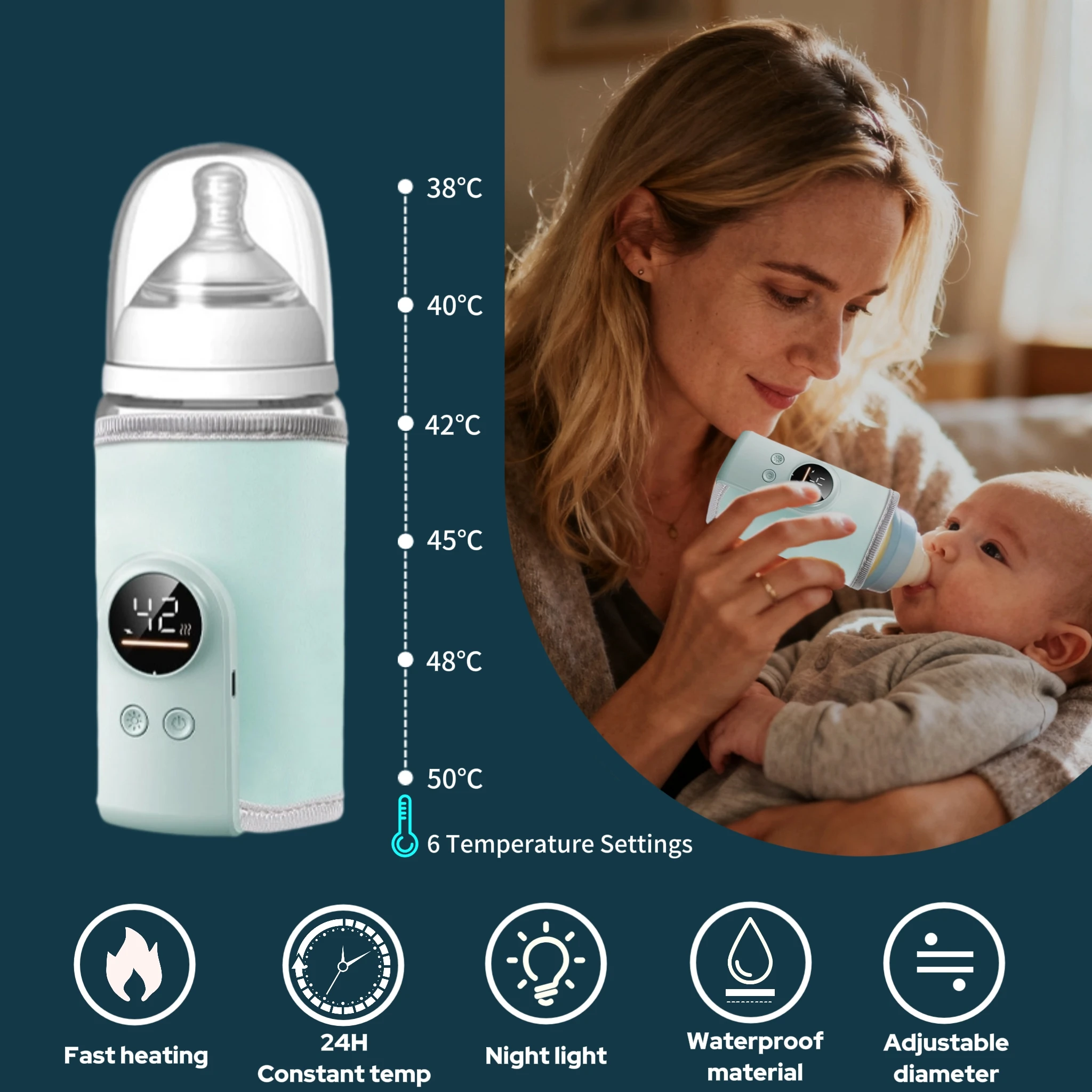 Baby Bottle Warmer Portable Feeding Bottle Heater Smart Accurate Temperature Control Fast Heating Newborn Bottle Warmer Sleeve
Baby Bottle Warmer Portable Feeding Bottle Heater Smart Accurate Temperature Control Fast Heating Newborn Bottle Warmer Sleeve