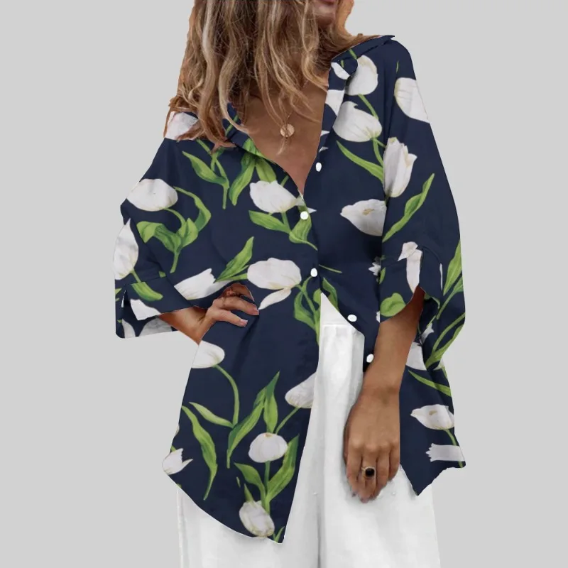 Lemongor Women's Elegant Floral Printed Navy Blue Blouses 2026 New Oversized 3/4 Sleeves Buttoned Casual Office Party Shirt Tops
Lemongor Women's Elegant Floral Printed Navy Blue Blouses 2026 New Oversized 3/4 Sleeves Buttoned Casual Office Party Shirt Tops