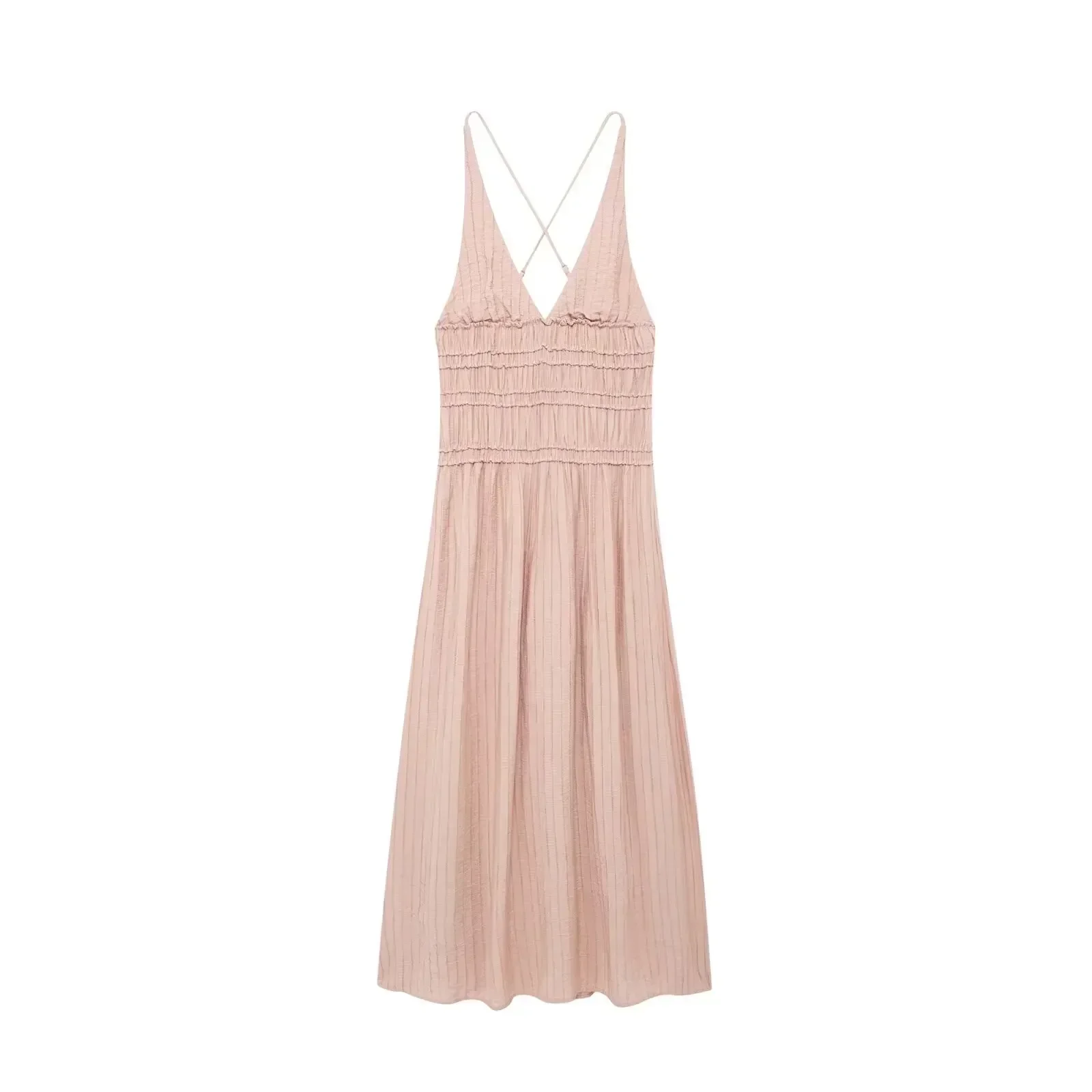 Women's summer new fashion pleated texture sexy V-neck MIDI dress retro backless Cross Thin Straps women's dress Mujer
Women's summer new fashion pleated texture sexy V-neck MIDI dress retro backless Cross Thin Straps women's dress Mujer
