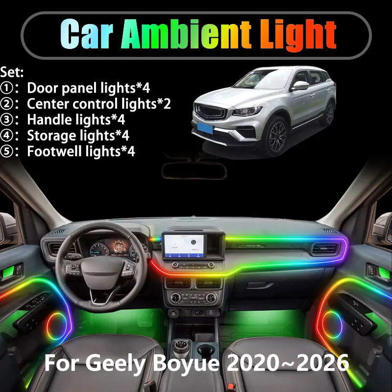 For Geely Boyue NL -3B MK2 2020~2026 SUV 2/18 in 1 Car ambient lighting Led trunk interior led lights USB RGB Ensemble Streamer
For Geely Boyue NL -3B MK2 2020~2026 SUV 2/18 in 1 Car ambient lighting Led trunk interior led lights USB RGB Ensemble Streamer