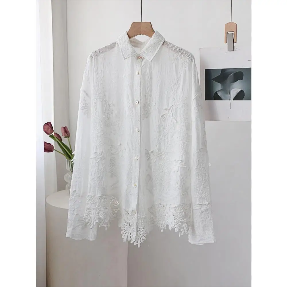 Dimanaf 2025 New Spring Blouse Shirt Women Lace Long Sleeve Basic Fashion Tops Tees Loose White Tees
Dimanaf 2025 New Spring Blouse Shirt Women Lace Long Sleeve Basic Fashion Tops Tees Loose White Tees