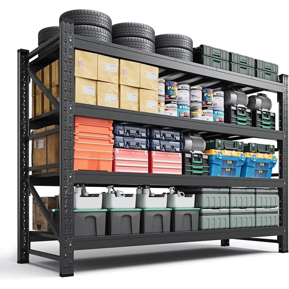 4-Tier Adjustable Heavy-Duty Metal Storage Shelves, 79W x 24D x 79H for Garage, Workshop, Warehouse, and Basement
4-Tier Adjustable Heavy-Duty Metal Storage Shelves, 79W x 24D x 79H for Garage, Workshop, Warehouse, and Basement