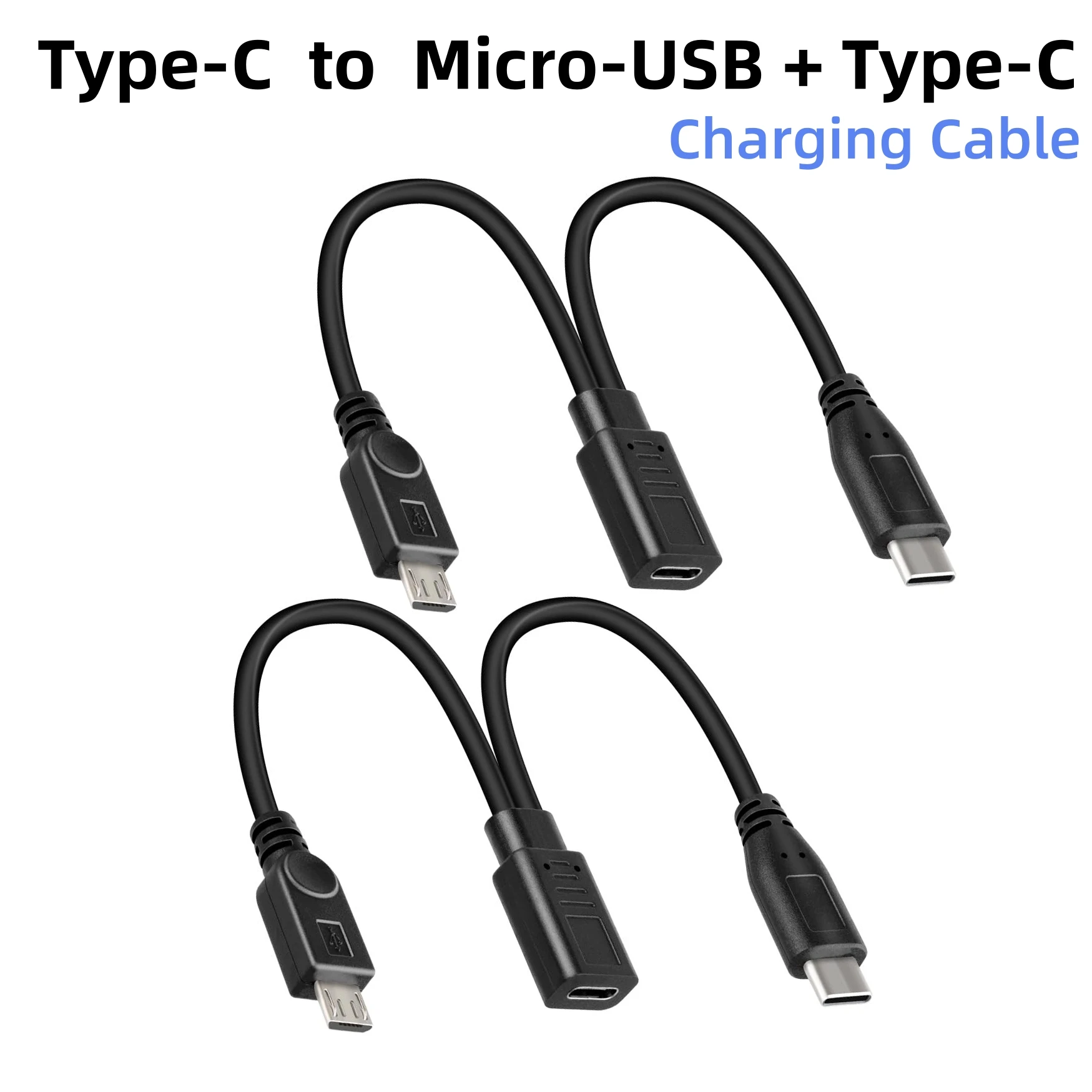 2PCS 30cm USB Type-C Female to Micro-USB and C Male Charging Cable Short USB C Y Splitter Power Cord (Only for Charging)
2PCS 30cm USB Type-C Female to Micro-USB and C Male Charging Cable Short USB C Y Splitter Power Cord (Only for Charging)