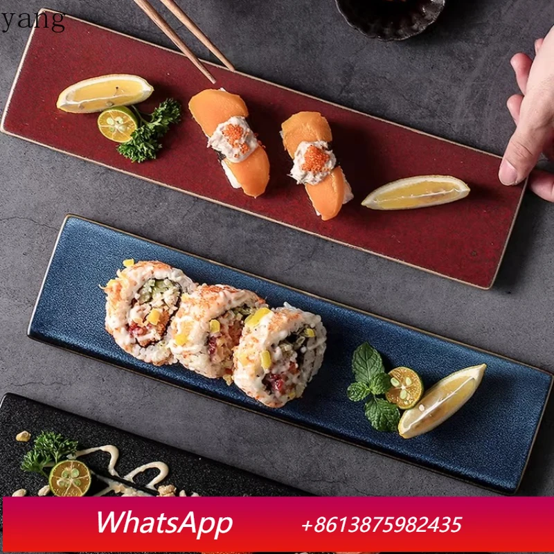 LMM home sushi creative Internet celebrity rectangular strip ceramic dim sum Western food plate
LMM home sushi creative Internet celebrity rectangular strip ceramic dim sum Western food plate