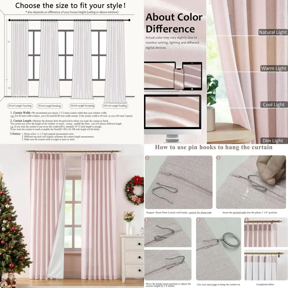 Розовые плиссированные шторы со смешанным льна и подкладкой из микрофибры, 40 Вт x 84 л, набор из 2 панелей для конфиденциальности и фильтрации света
Розовые плиссированные шторы со смешанным льна и подкладкой из микрофибры, 40 Вт x 84 л, набор из 2 панелей для конфиденциальности и фильтрации света